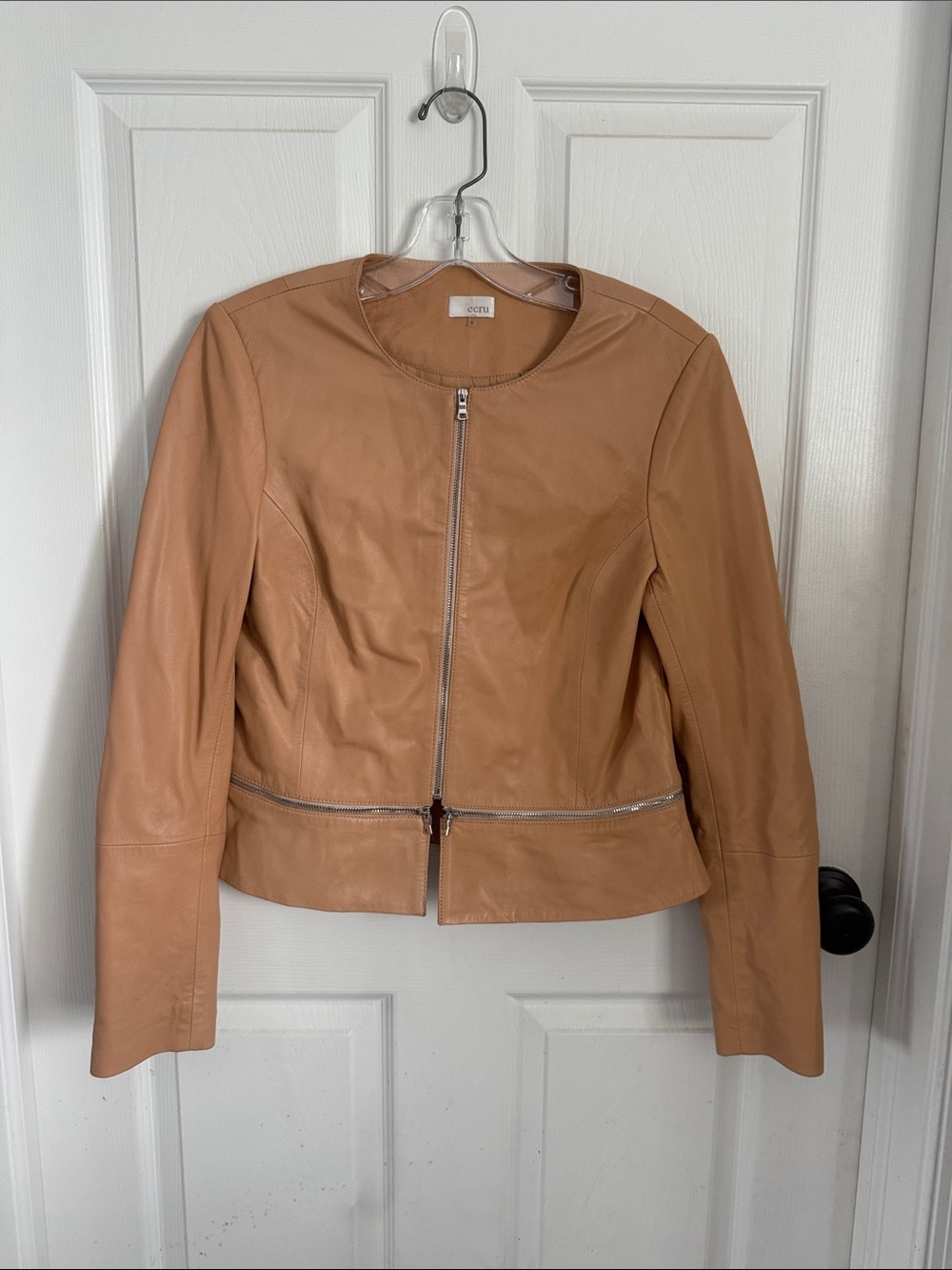 Ecru soft tan leather jacket